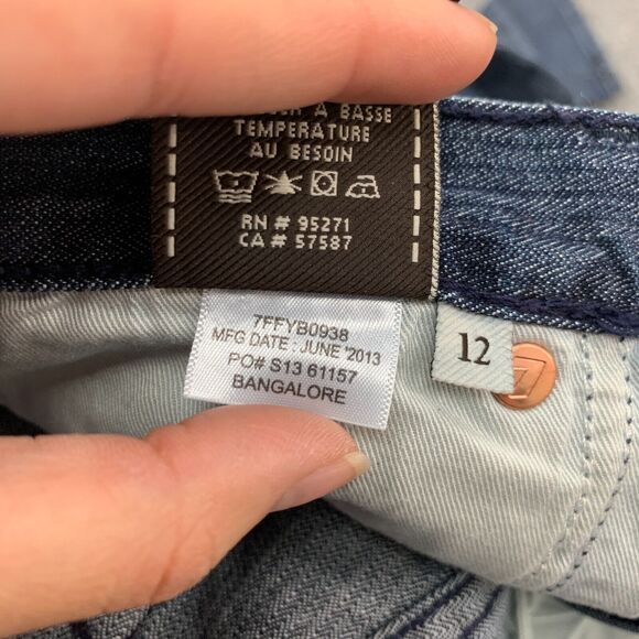 7 For All Mankind Slimmy Jeans Youth Boys 12 Slim Straight Leg Striped Stretch - Picture 12 of 14